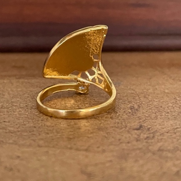 Gold-dipped/enamel Evil Eye ring - Picture 4 of 5